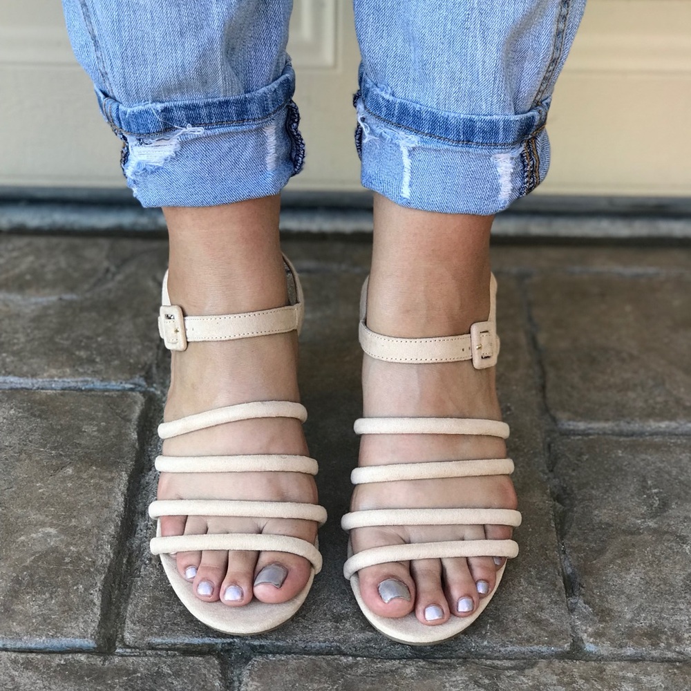 Nude Strappy Gladiator Block Heel Sandal Bootie - Picture 3 of 5